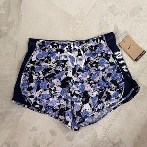 Nike Kids Floral Print Shorts - Black and Blue
